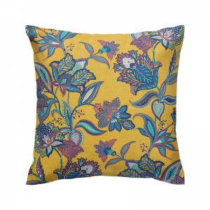 Capa de almofada floral semi impermeável amarelo e azul 