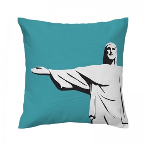 Capa de almofada azul Cristo - Coleção Ícones do Brasil (design exclusivo VivaIn)