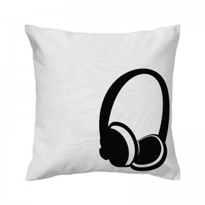 Capa de almofada branca Fone de ouvido - Coleção Música (design exclusivo VivaIn)